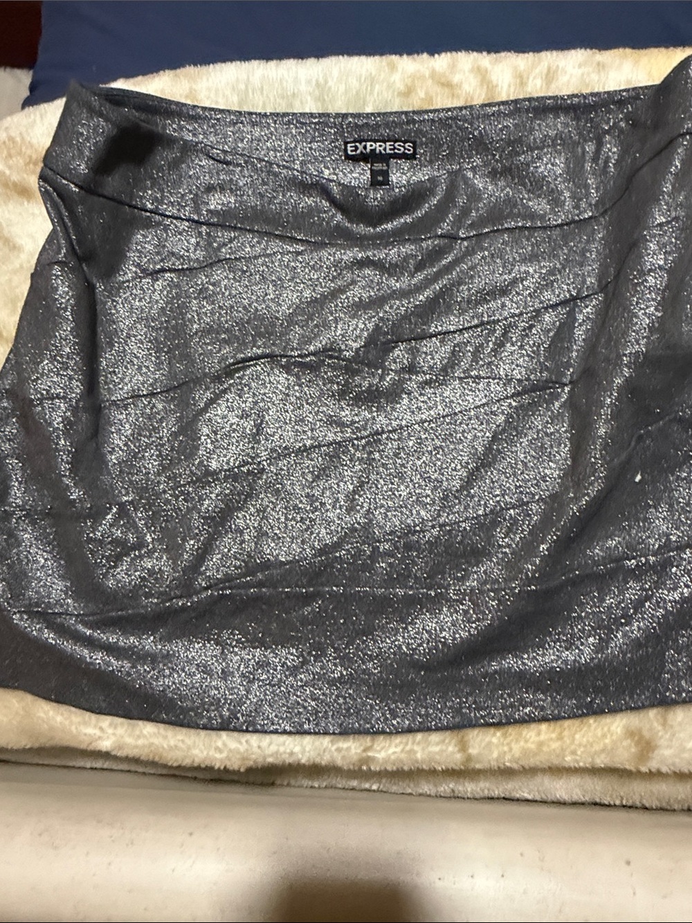 Express Metallic Silver Mini Skirt